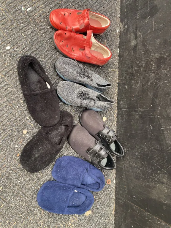 Women's Size 11 (42) Footwear, 5 Pairs, Including Slippers & Shoes