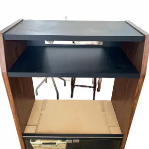 Rolling Wood and Laminate AV Cart with Black Glass Doors and Storage