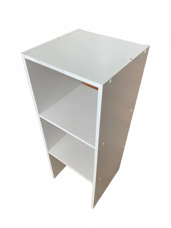 White Laminated Particle Board Shelf Unit with Two Shelves