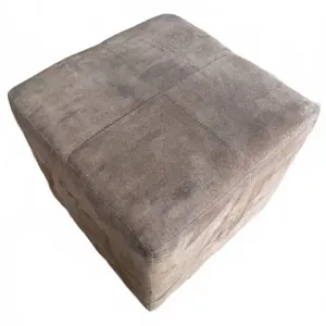 Brown Microfiber Square Ottoman