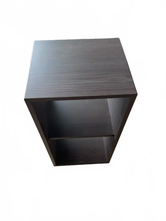 Dark Brown Wood-Finish Two-Shelf Bookcase or Storage Cubby