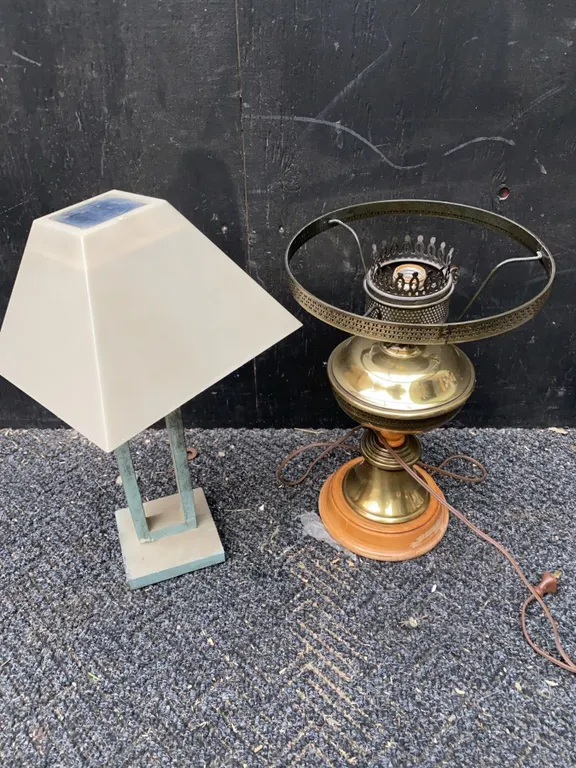 Modern Table Lamps Including Solar and Brass with Wood Base
