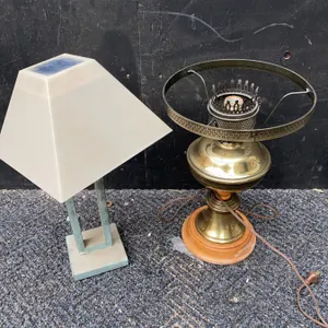 Modern Table Lamps Including Solar and Brass with Wood Base