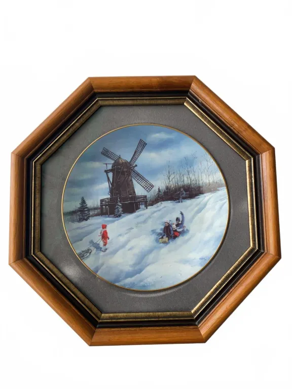 Christmas in Canada "The Windmill" Limited Edition Plate 1996 Framed