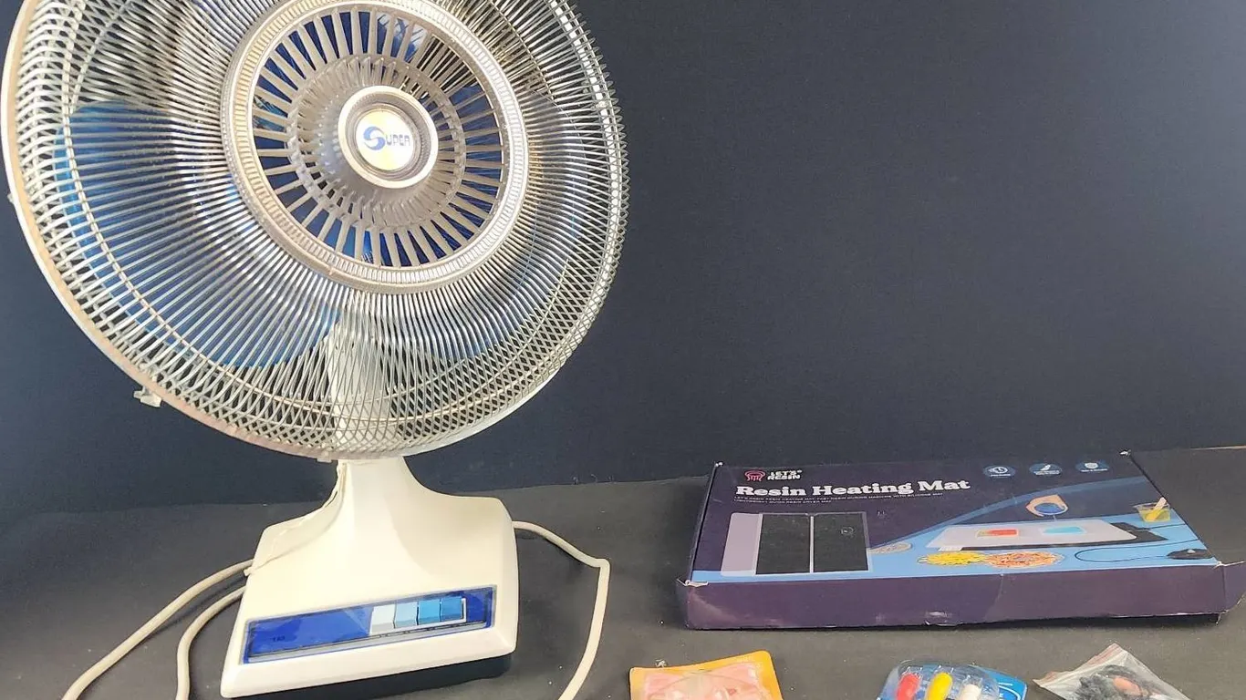 Lot With Table Fan, Resin Heating Mat, AV Cables