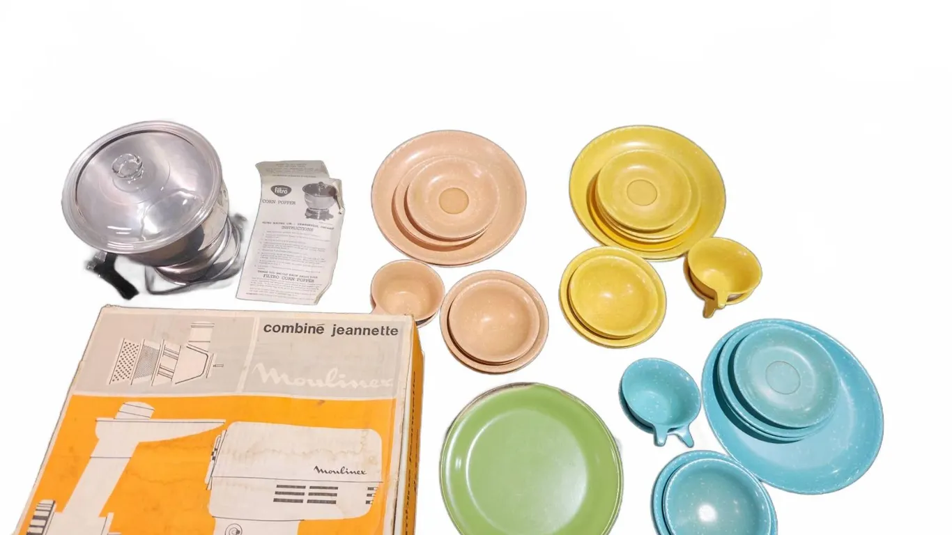 Melamine Dinnerware Set, Filtro Corn Popper, Moulinex Jeannette Food Processor