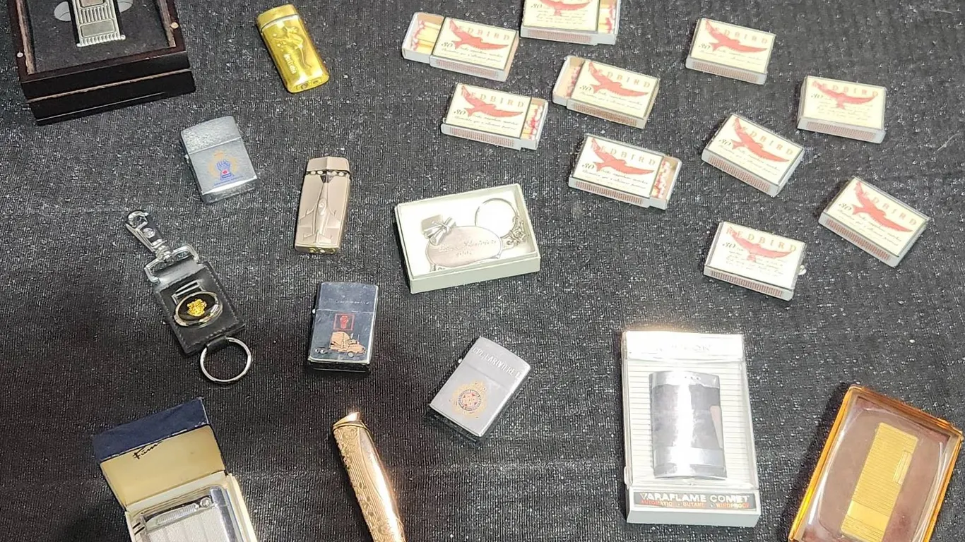 Lighters, Matchboxes, and Keychain Assortment