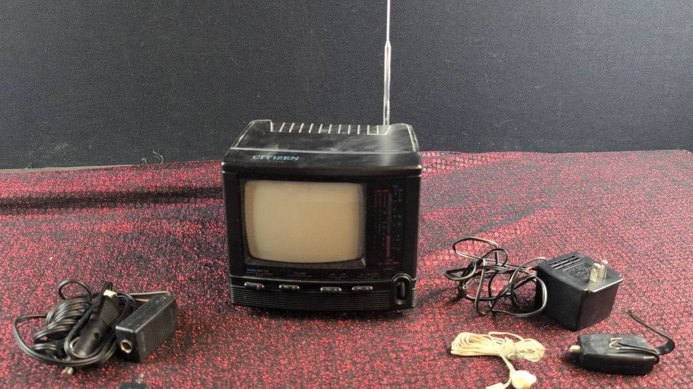 Citizen Model JCTR152 Portable Black and White TV with Accessories