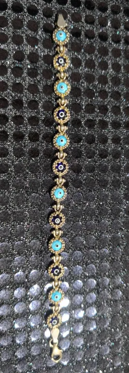 Sterling Silver Evil Eye Link Bracelet with Blue Accents
