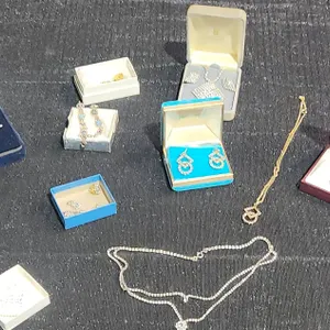 Jewelry Lot with Necklaces, Earrings and Pendants in Boxes