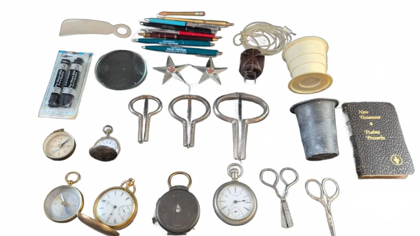 Vintage Lot: Pocket Watches, Mouth Harps, Misc.