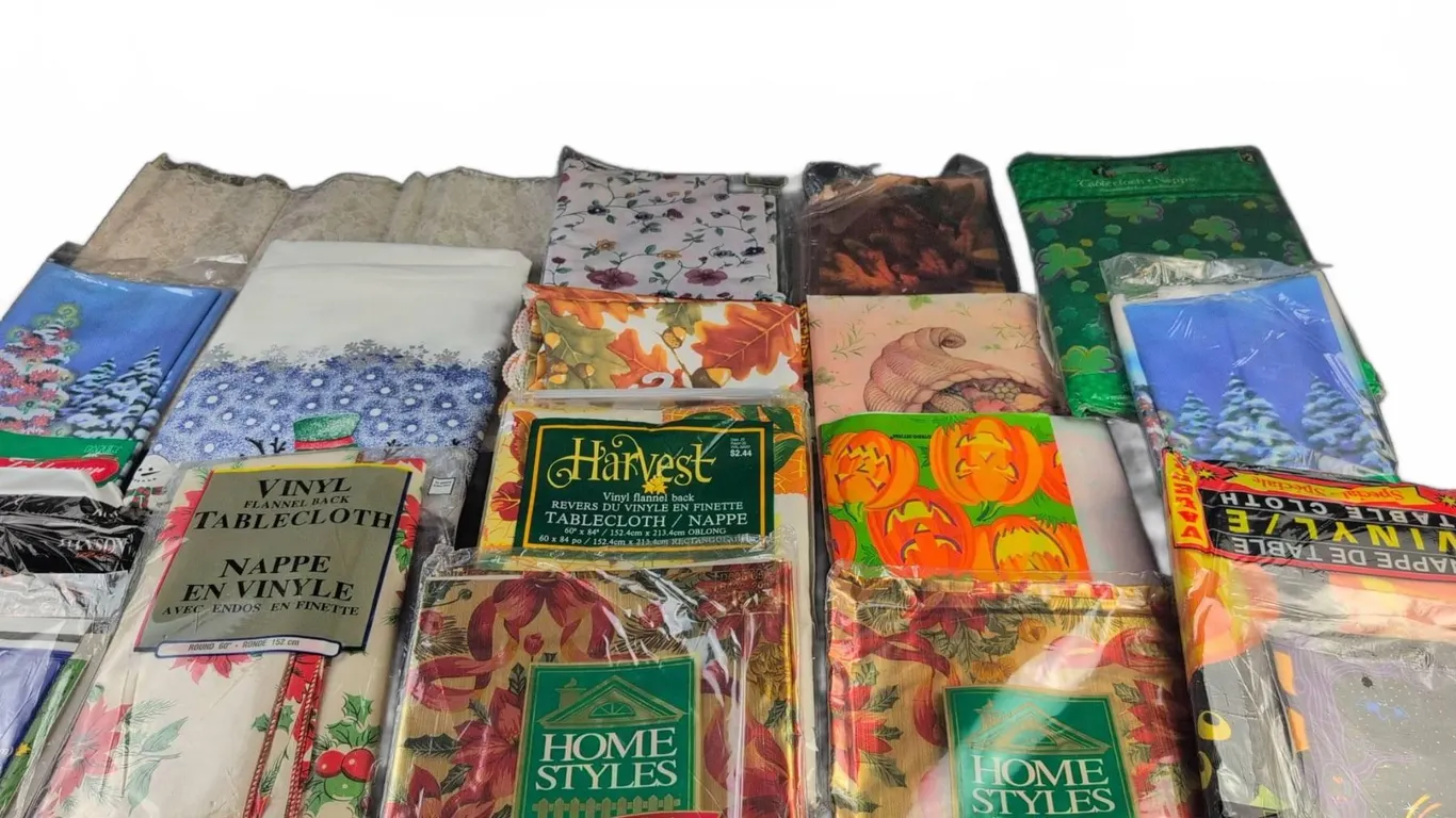Vinyl/Fabric Tablecloths and Lawn Bags, Holiday Themes