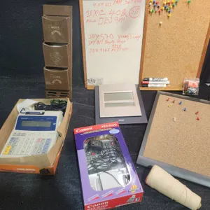 Office Supply Lot with Canon and Sharp Calculators, Board Set, Accessories