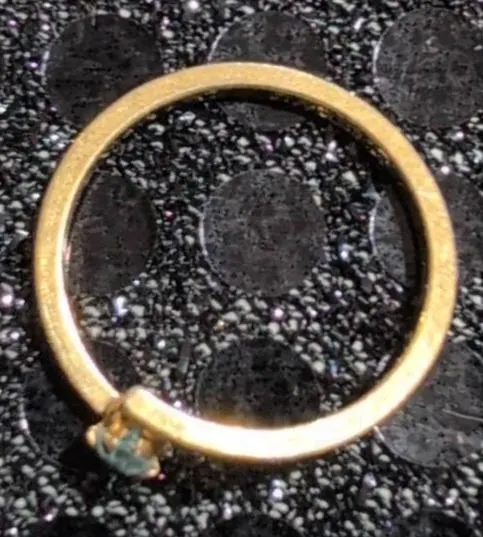 10K Gold Gavon Stamped Ring with Light Blue Stone