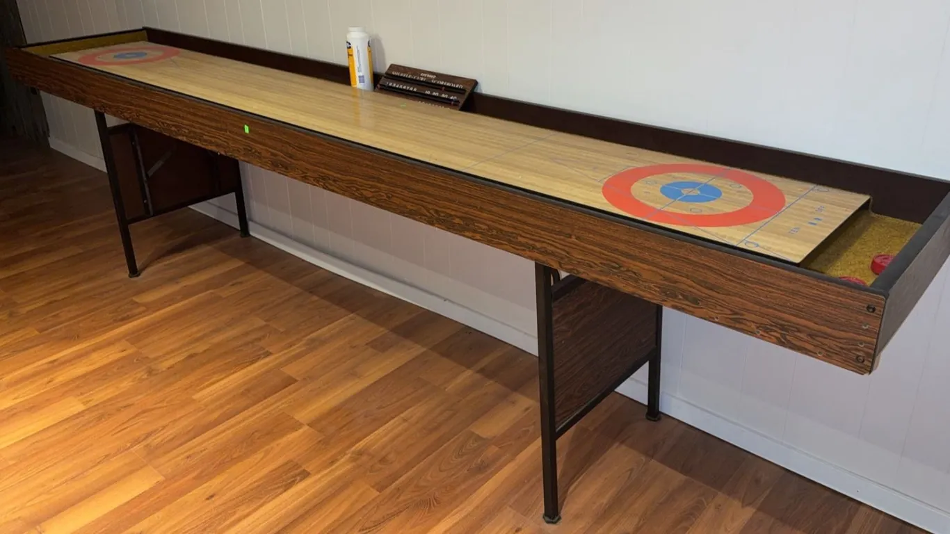 Bobwood Shuffleboard Table with Scoreboard and Accessories