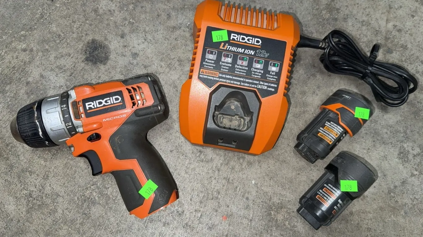 Ridgid 12V Cordless Drill Sets with 2 Chargers and 4 Batteries