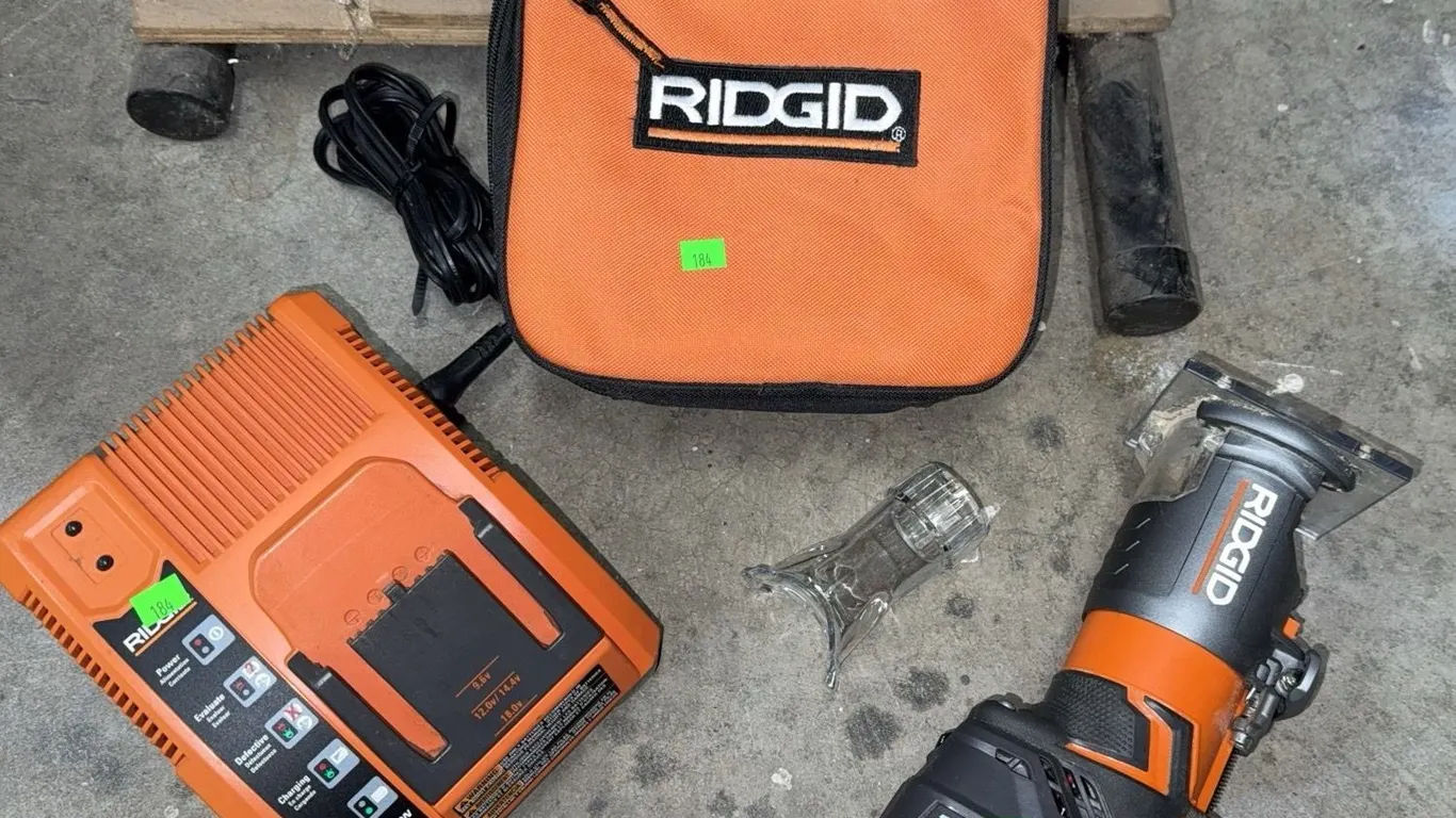 RIDGID Cordless Trim Router Tool with Case, Charger, and Accessories (No Battery)