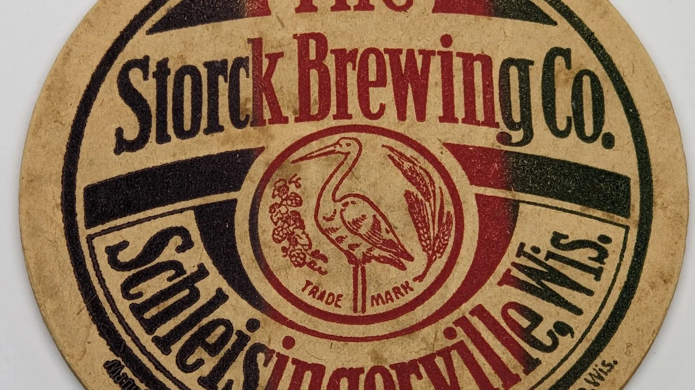 STORCK BREWING SCHLEISINGERVILLE (SLINGER) WISCONSIN BEER COASTER