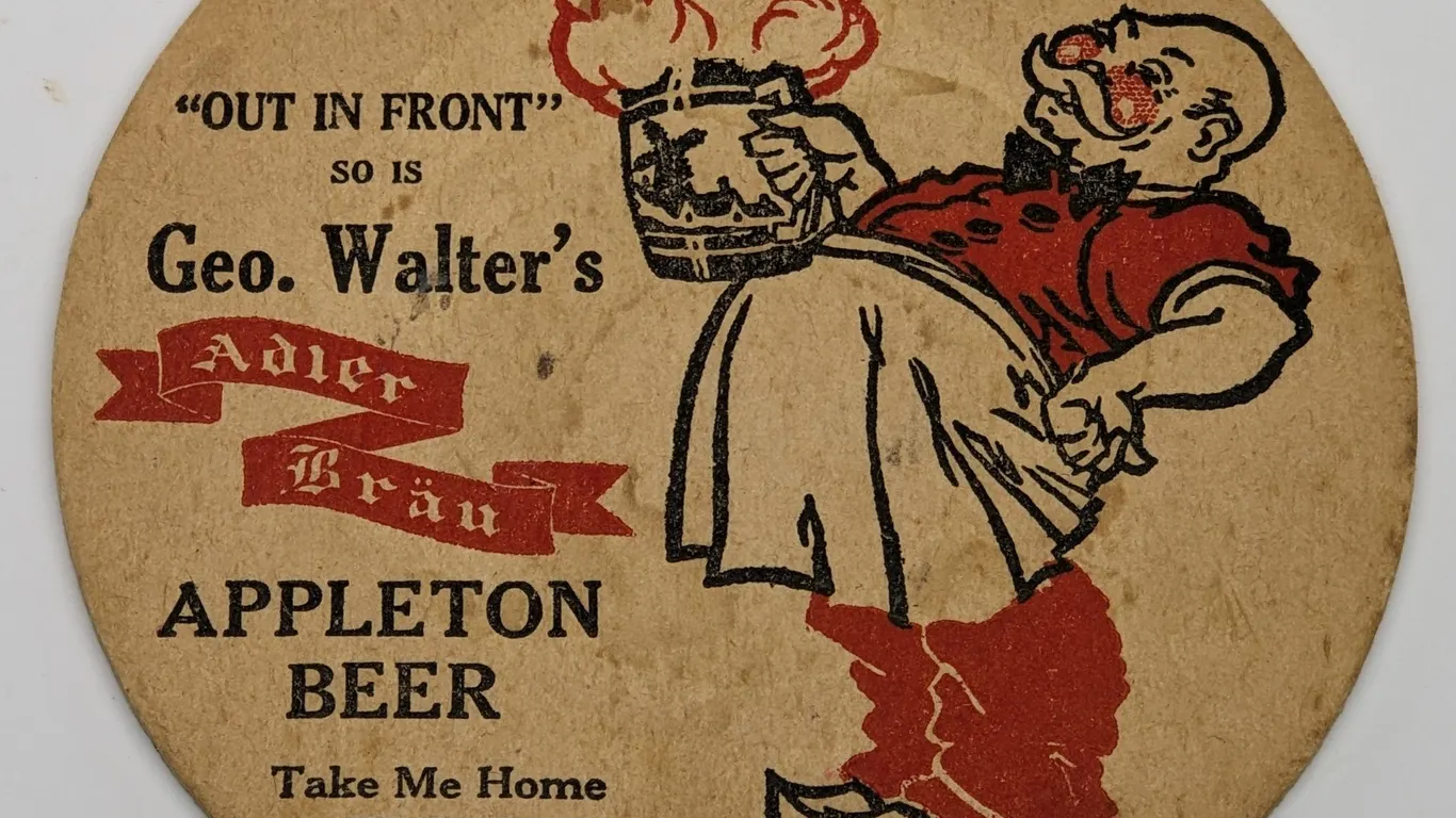 GEO. WALTER'S ADLER BRAU BEER COASTER APPLETON WISCONSIN
