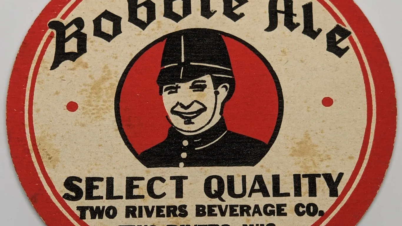 BOBBIE ALE GOLDEN DROPS LAGER BEER COASTER TWO RIVERS WISCONSIN (2 SIDED)