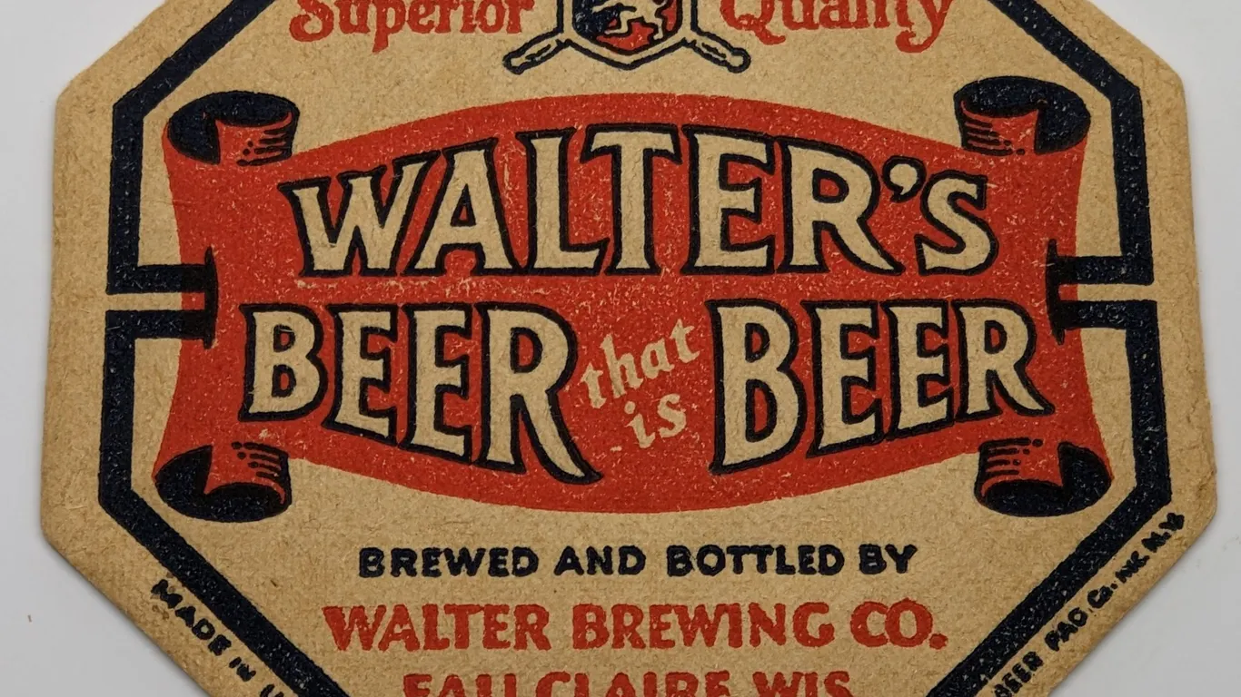 WALTER'S BEER COASTER EAU CAIRE WISCONSIN (ABSORBO)