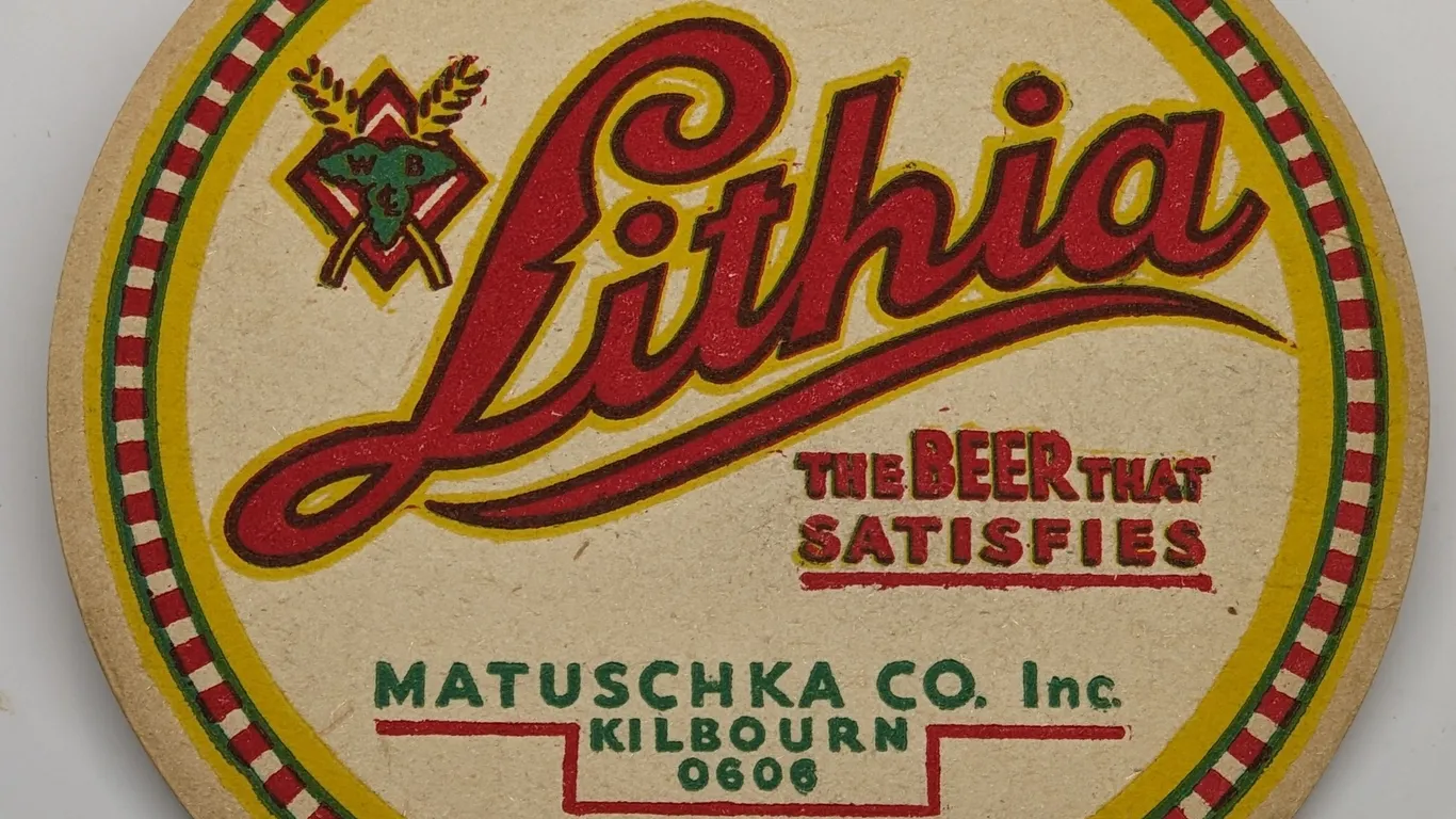LITHIA BEER COASTER MATUSCHKA CO WEST BEND WISCONSIN