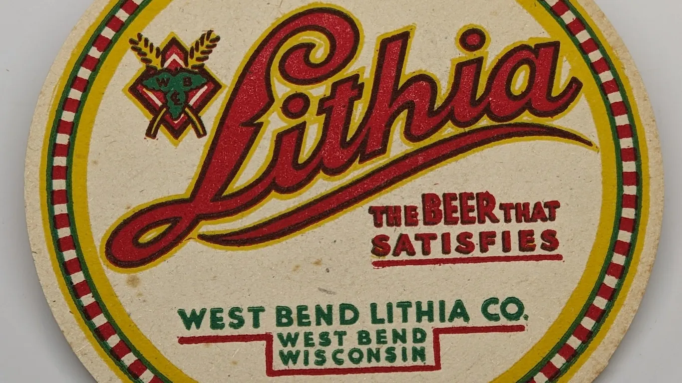 LITHIA BEER COASTER WEST BEND WISCONSIN
