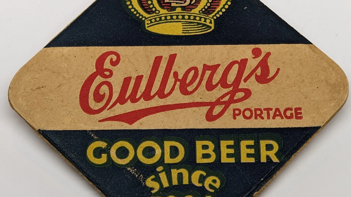 EULBERG'S BEER COASTER PORTAGE WISCONSIN