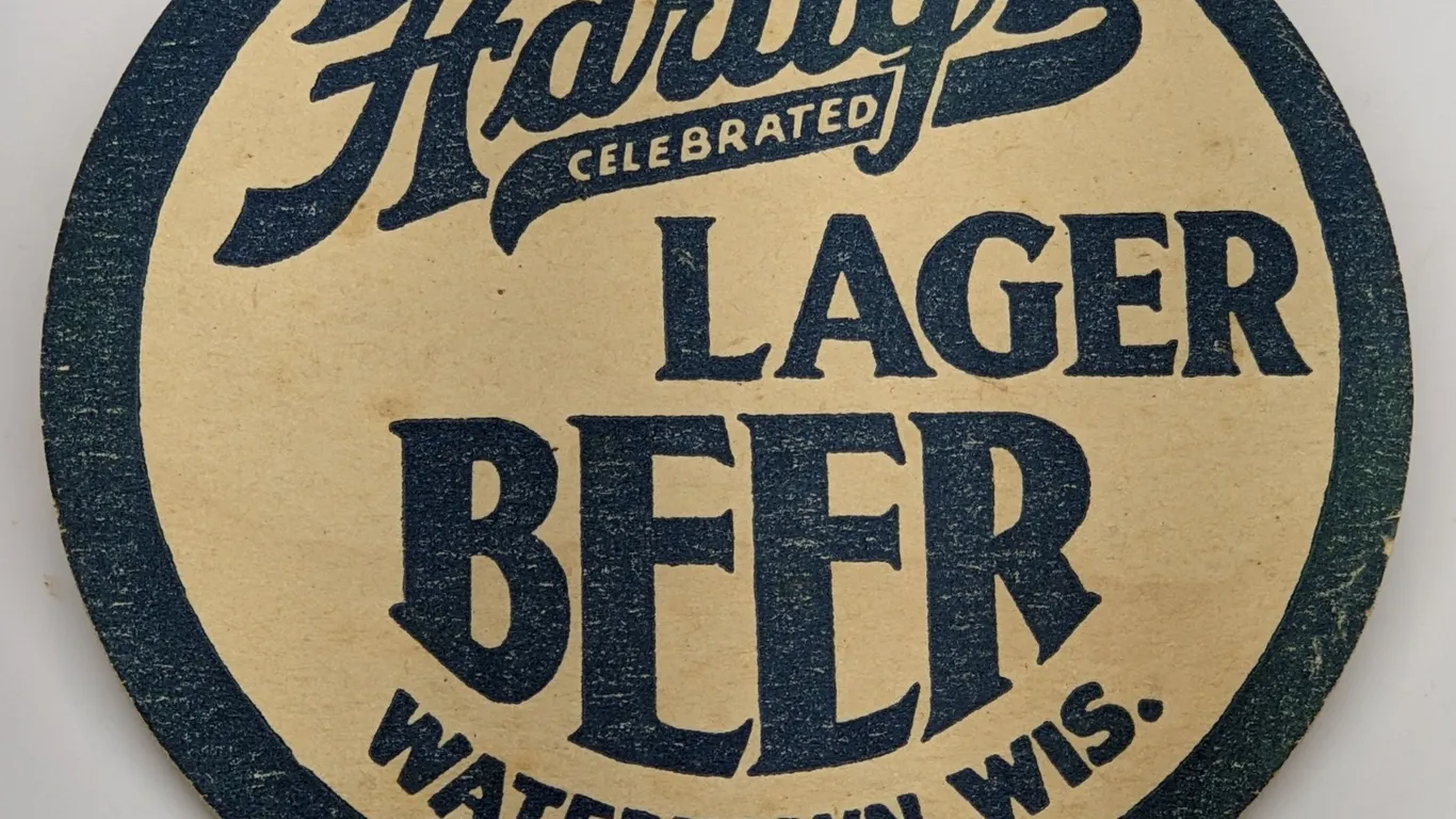 HARTIG'S CELEBRATED LAGER BEER COASTER WATERTOWN WISCONSIN