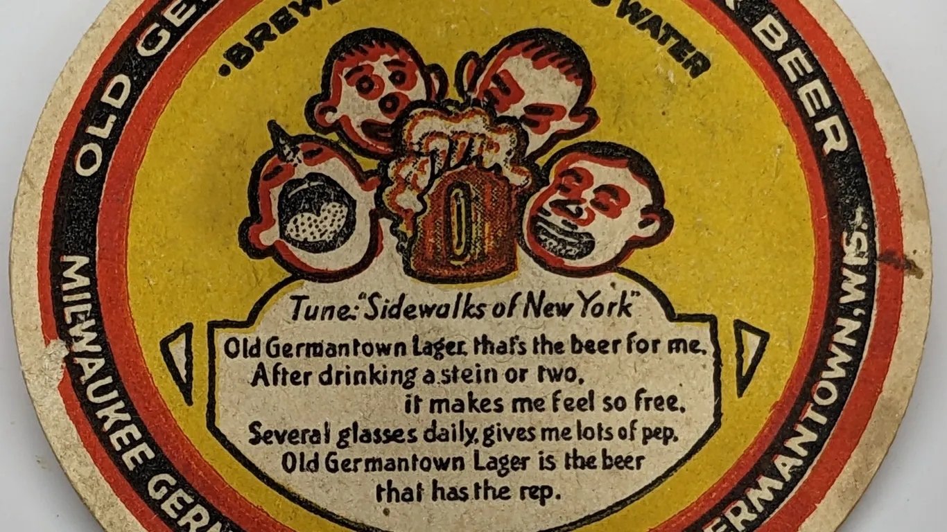 OLD GERMANTOWN LAGER BEER COASTER WISCONSIN