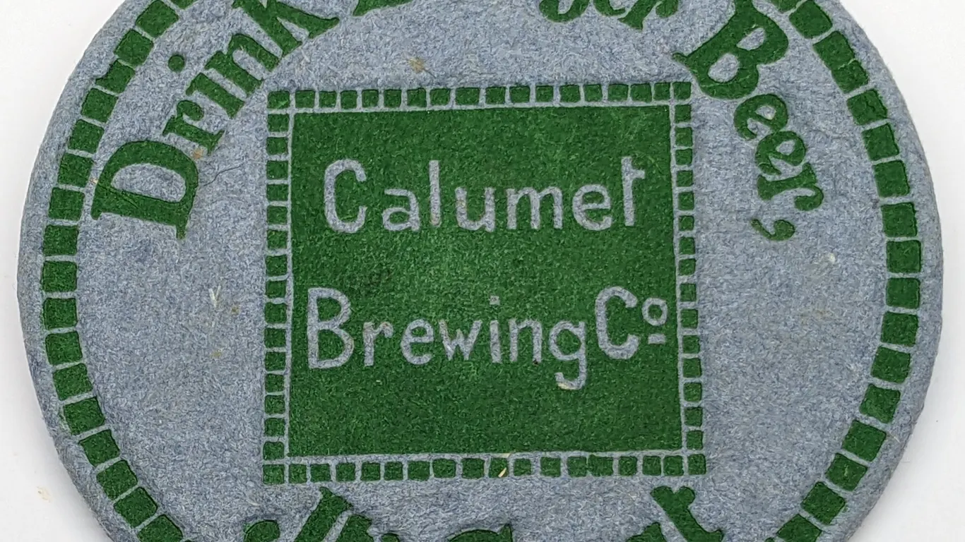 DRINK BADGER BEER COASTER CALUMET BREWING CHILTON WISCONSIN