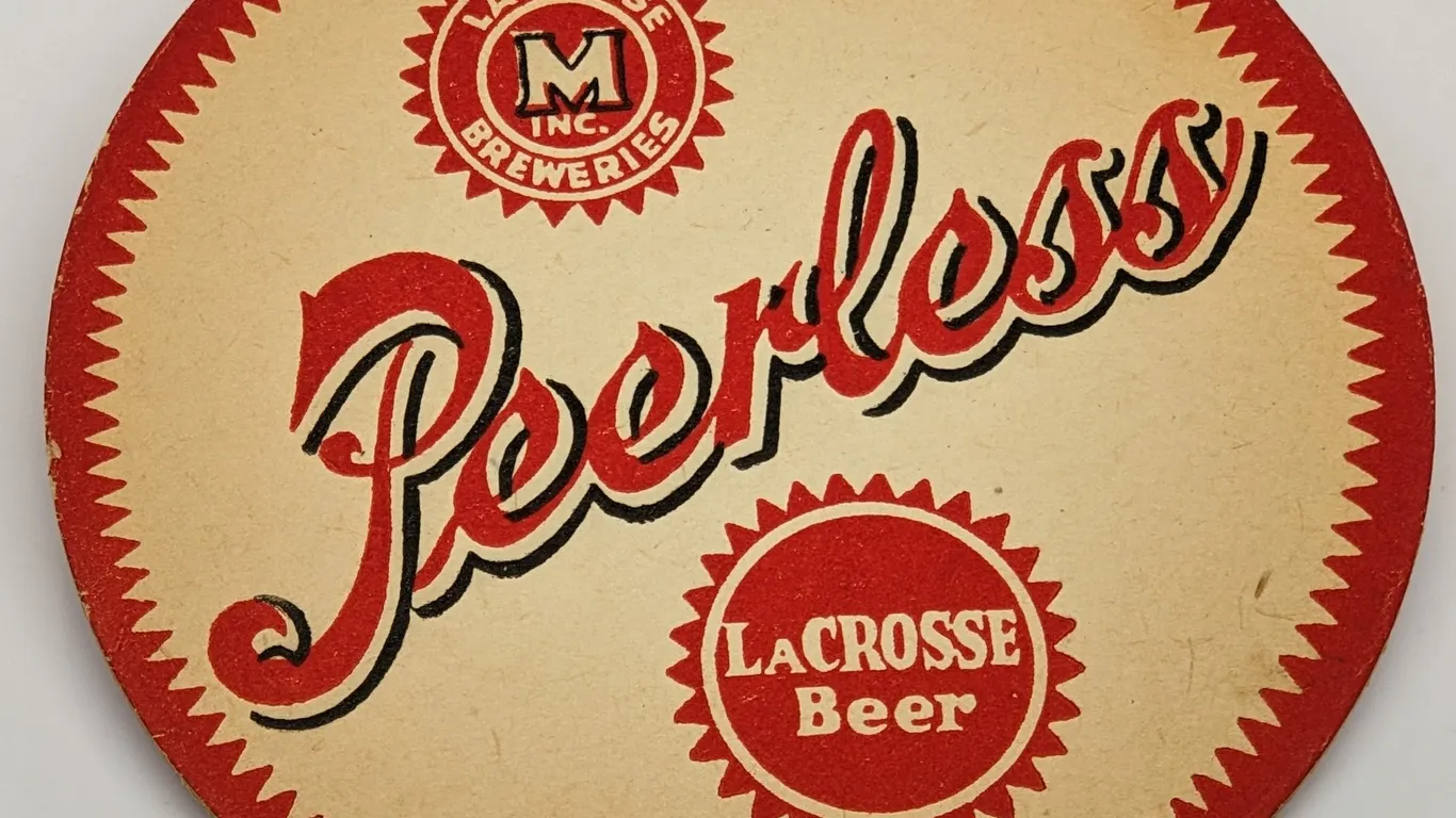 PEERLESS BEER COASTER LA CROSSE WISCONSIN (2 SIDED)