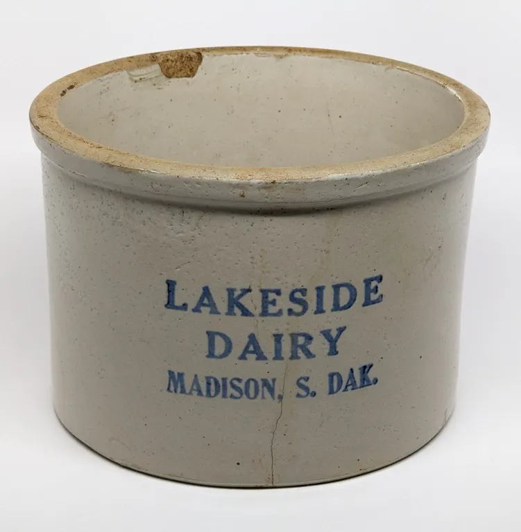 5# RED WING STONEWARE ADVERTISING BUTTER CROCK LAKESIDE DAIRY MADISON SOUTH DAKOTA