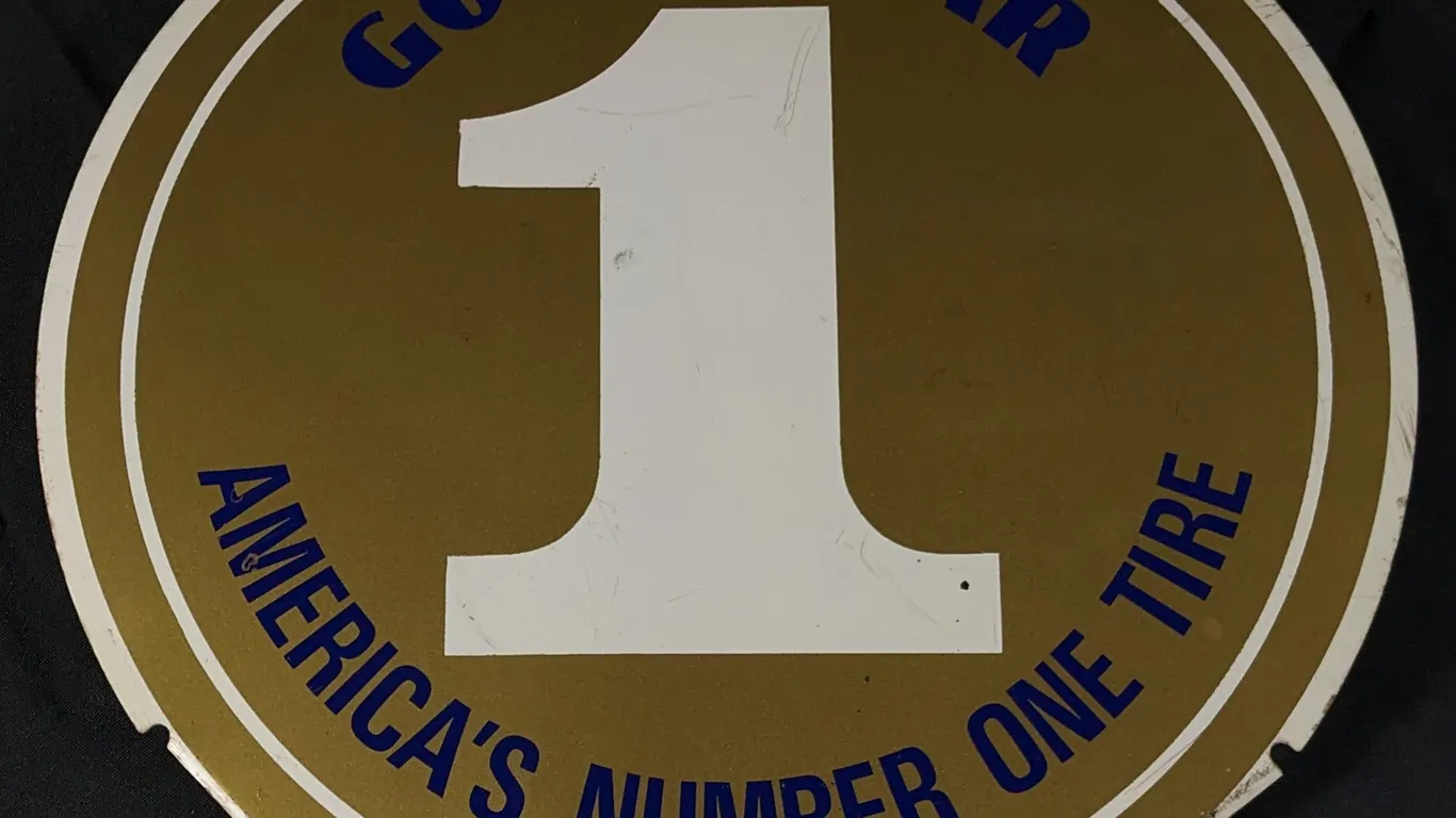 TIN TIRE INSERT SIGN GOOD YEAR AMERICA'S NUMBER ONE TIRE