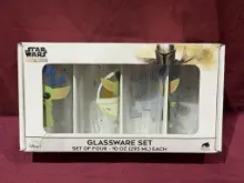 STAR WARS MANDALORIAN GLASSWARE SET OF 4 (NEW)