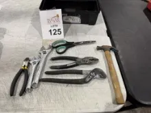 SMALL PLASTIC TOOL BOX W/ CONTENTS HAND TOOLS