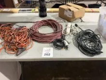 ASSORTED EXTENSION CORDS & (2) SURGE PROTECTORS
