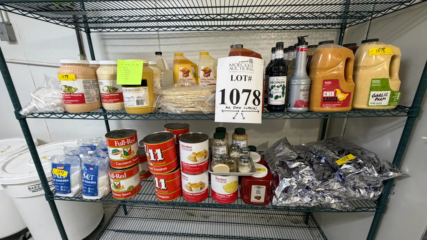 LOT CONSISTING OF FOOD SUPPLIES ON SHELVING UNIT
