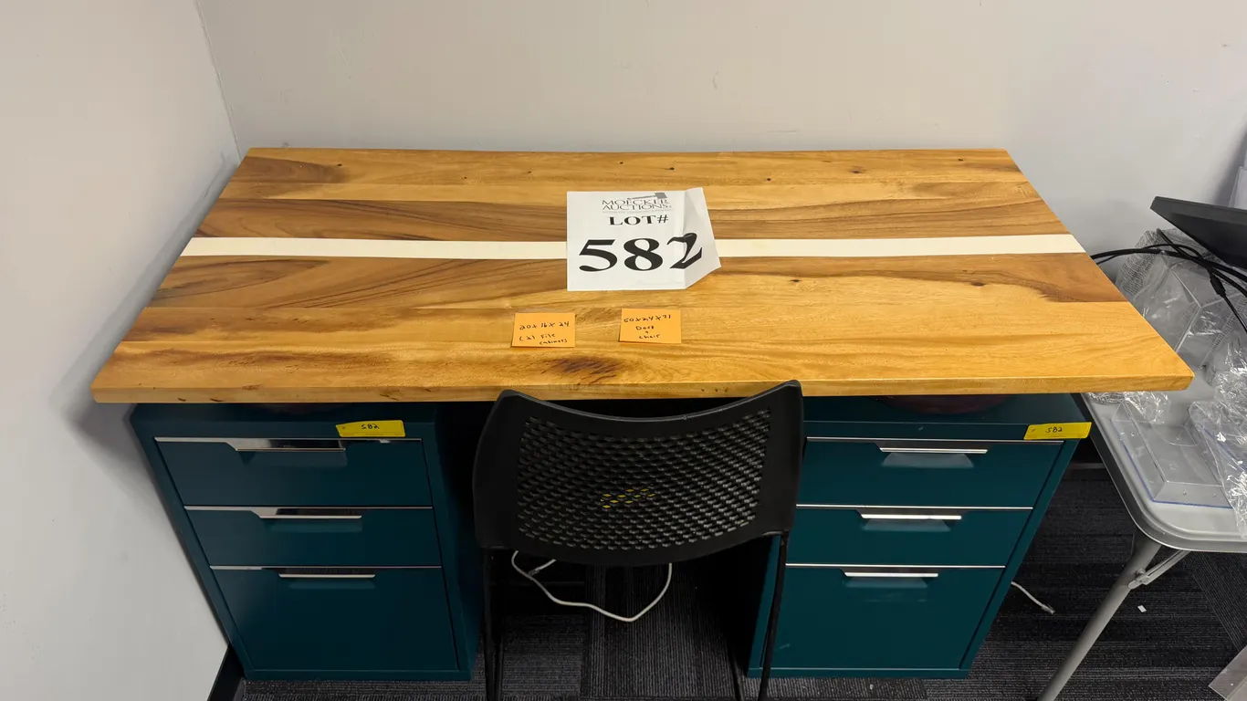 HOMEMADE OFFICE DESK WITH BUTCHER BLOCK TOP