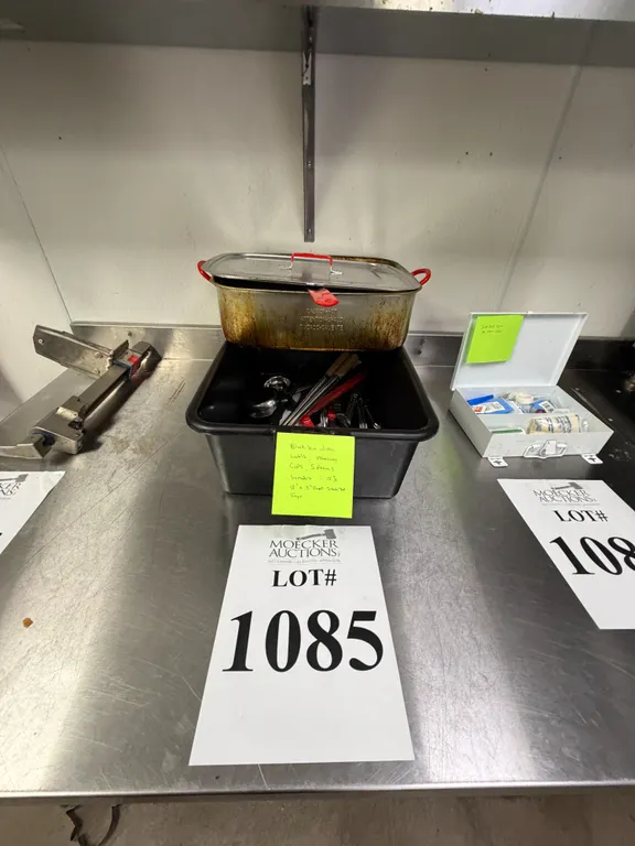 LOT CONSISTING OF PLASTIC BIN W/ ASSORTED UTENSILS