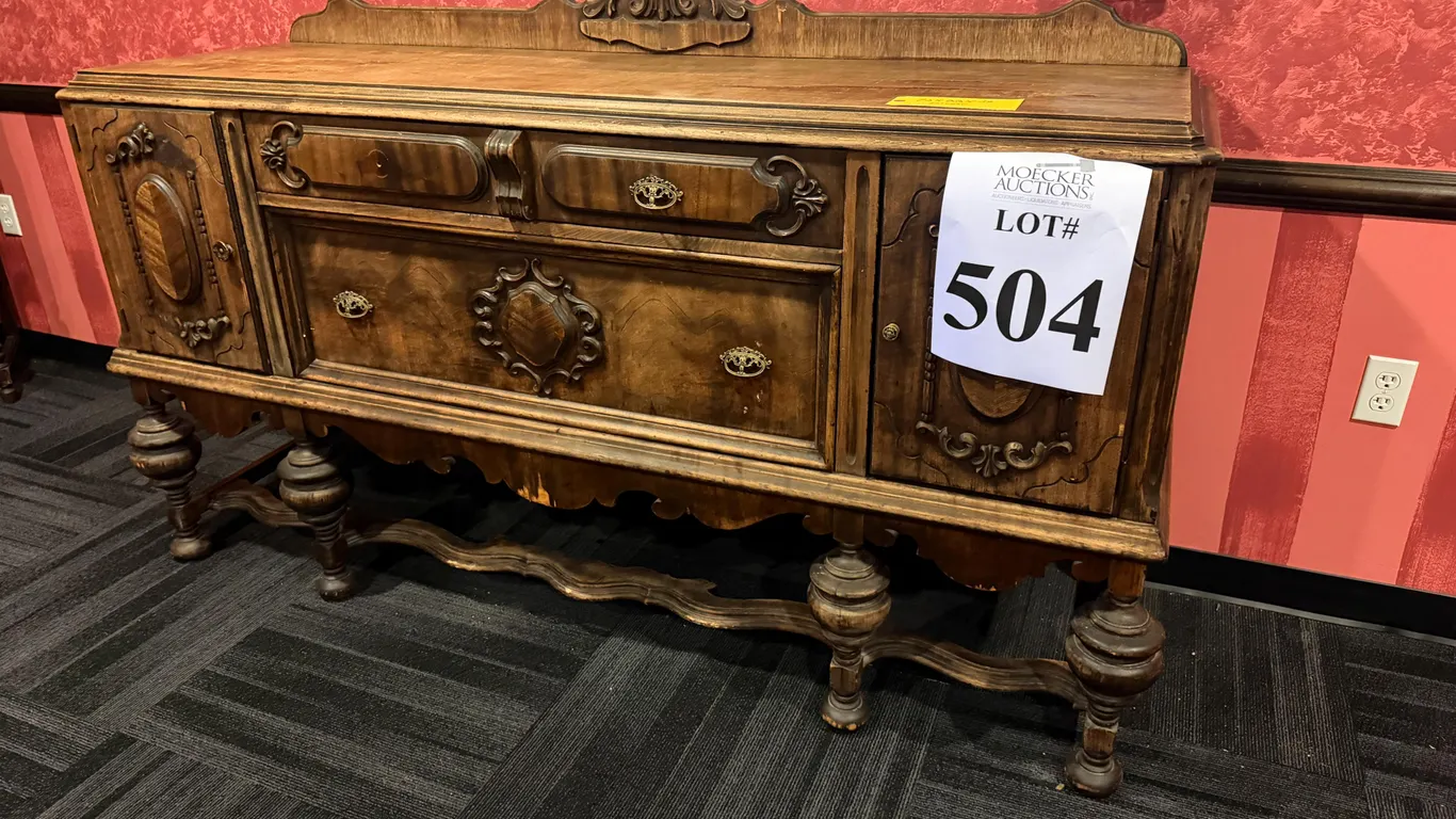 JACOBEAN-STYLE WOOD SIDEBOARD OR BUFFET TABLE