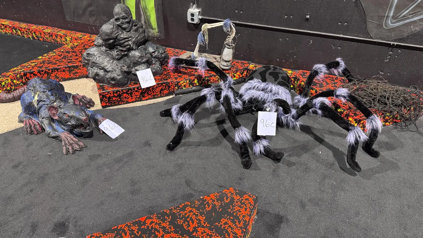 LOT CONSISTING OF A LARGE SPYDER WITH WEB