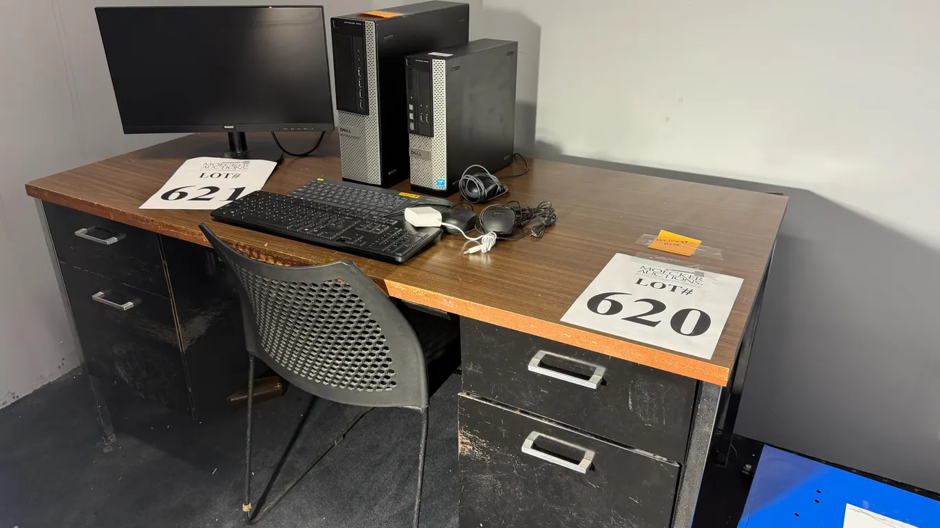 OFFICE DESK WITH PLASTIC CHAIR