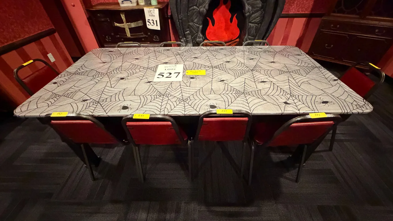 WOOD RECTANGULAR TABLE W/ (10) CHAIRS