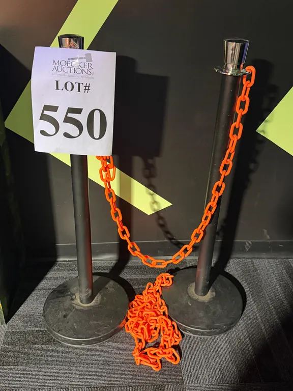 SET OF METAL CROWD CONTROL STANCHIONS