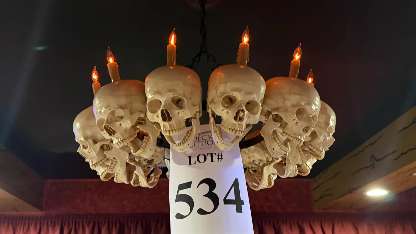 GOTHIC-STYLE (12) LIGHT SKULL PROP CHANDELIER