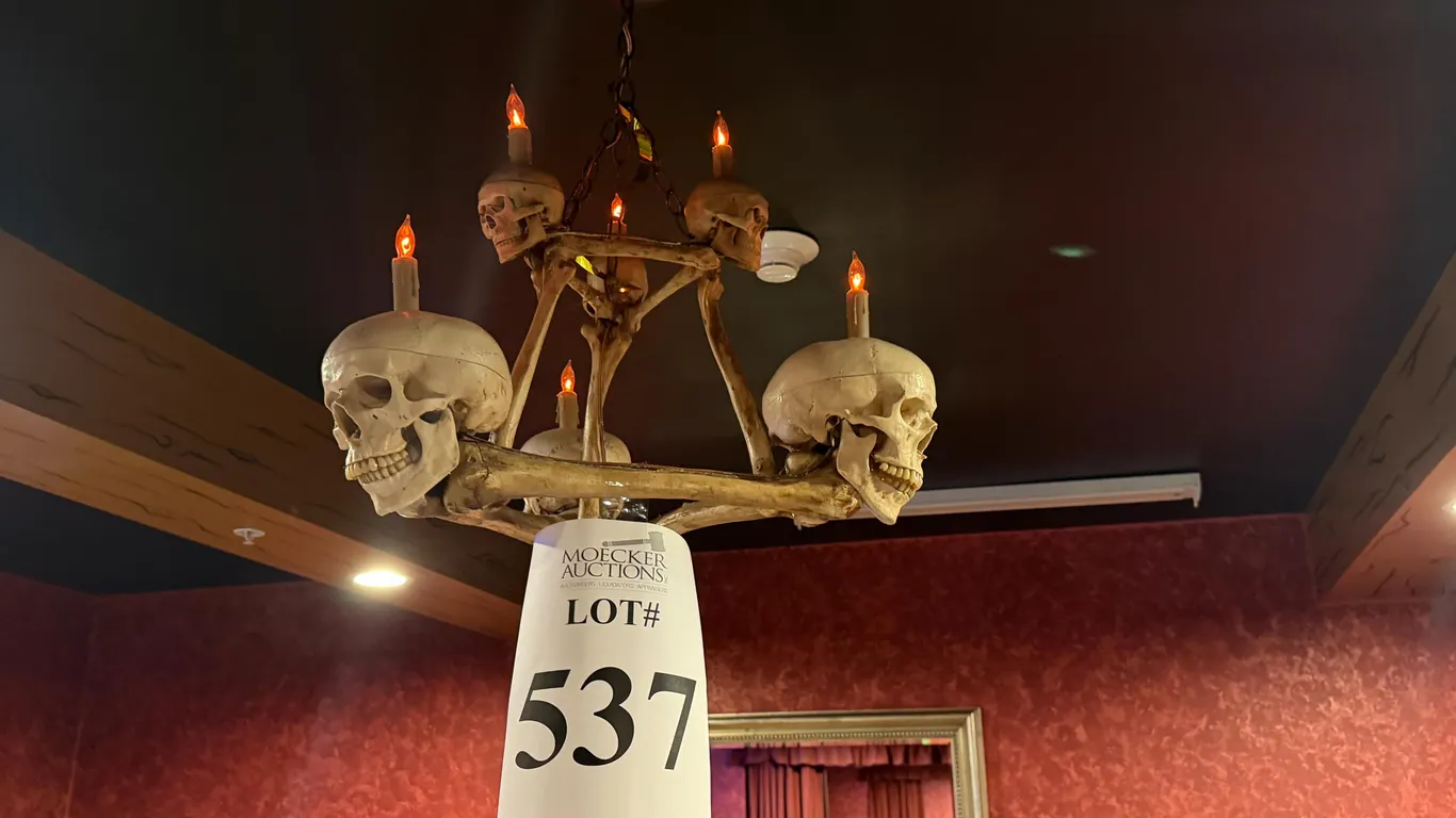 GOTHIC-STYLE (6) SKULL PROP CHANDELIER