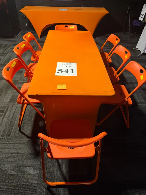 PLASTIC FOLDING TABLE WITH (8) FOLDING CHAIRS