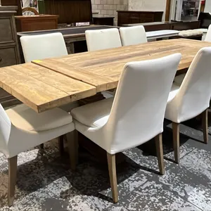 RECLAIMED WOOD DINING TABLE WITH 2 LEAVES & 8 CHAIRS 8'6" X 36" X 30"