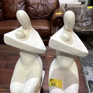 PAIR OF MODERN ABSTRACT FEMALE FIGURE SCULPTURES 24" TALL